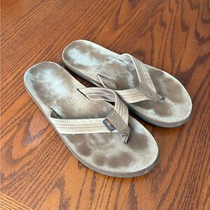 Rainbow Men's Classic Tan Suede Flip Flop Sandals - Size 9